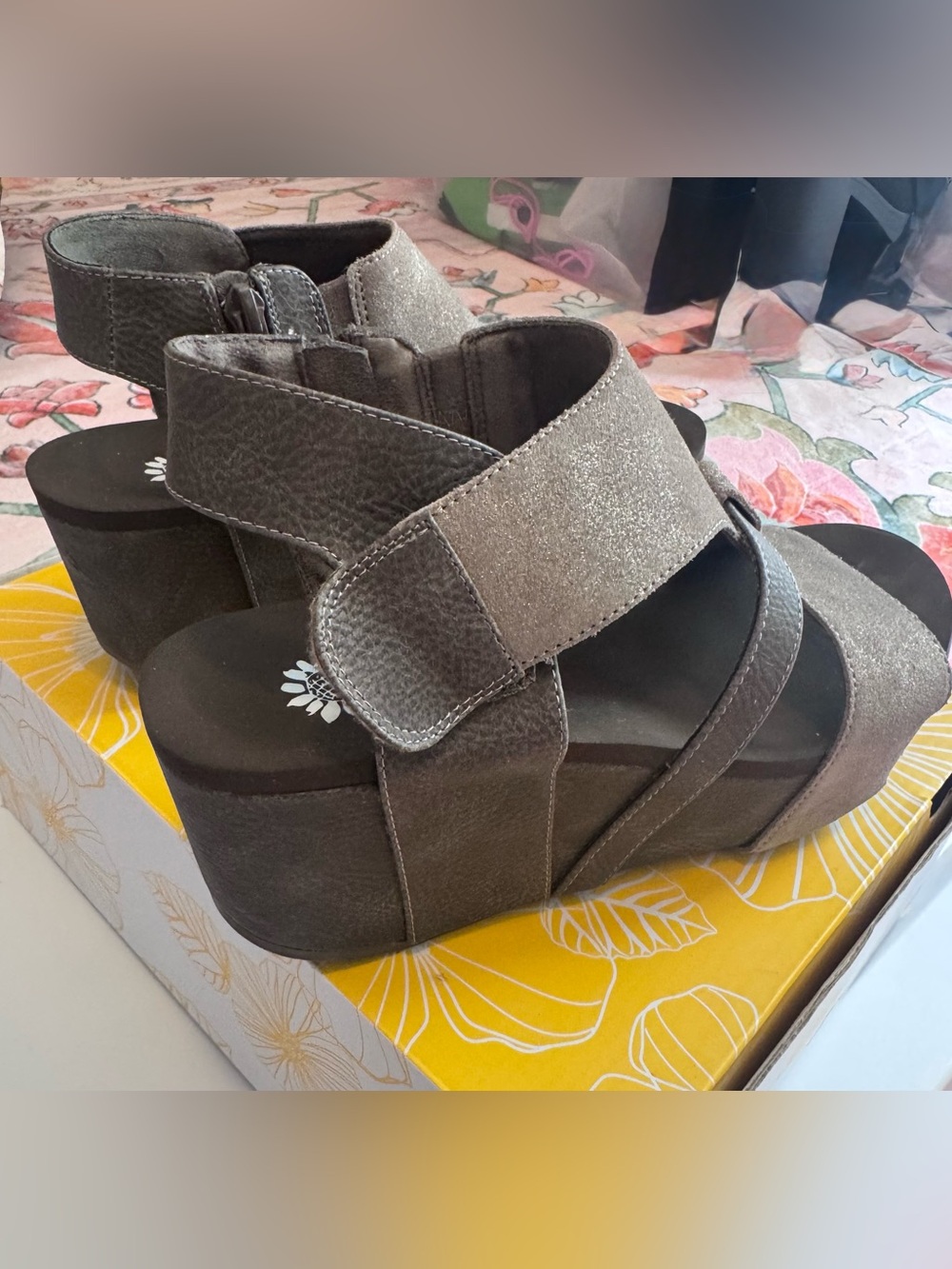 Yellow Box Women's Neutral Taupe Wedge Sandals - Picture 5 of 5
